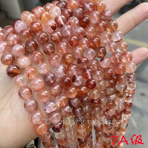 天然7A红胶花水晶散珠半成品diy手工编织项链手链手串珠穿珠材料