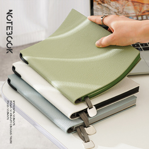 2025新款笔记本本子A5荔枝纹高颜值加厚软皮面定制可印logo商务简约办公会议记录大学生学习考研书写横线日记