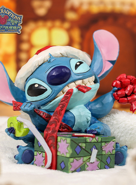 enesco史迪奇手办圣诞拆包裹六手史迪仔摆件星际宝贝Stitch礼物