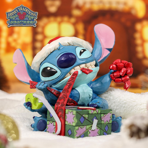 enesco圣诞包裹史迪奇摆件