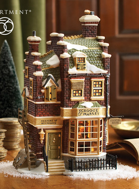 enesco史高冶和马利的会计公司可亮灯房子模型陶瓷D56正版摆件