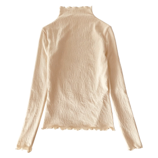 半高领蕾丝内搭加绒小衫女秋冬2025新款加厚保暖洋气内衬网纱上衣