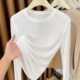 针织打底衫 女2025新款 面膜T恤长袖 白色秋冬薄款 圆领软糯内搭小衫