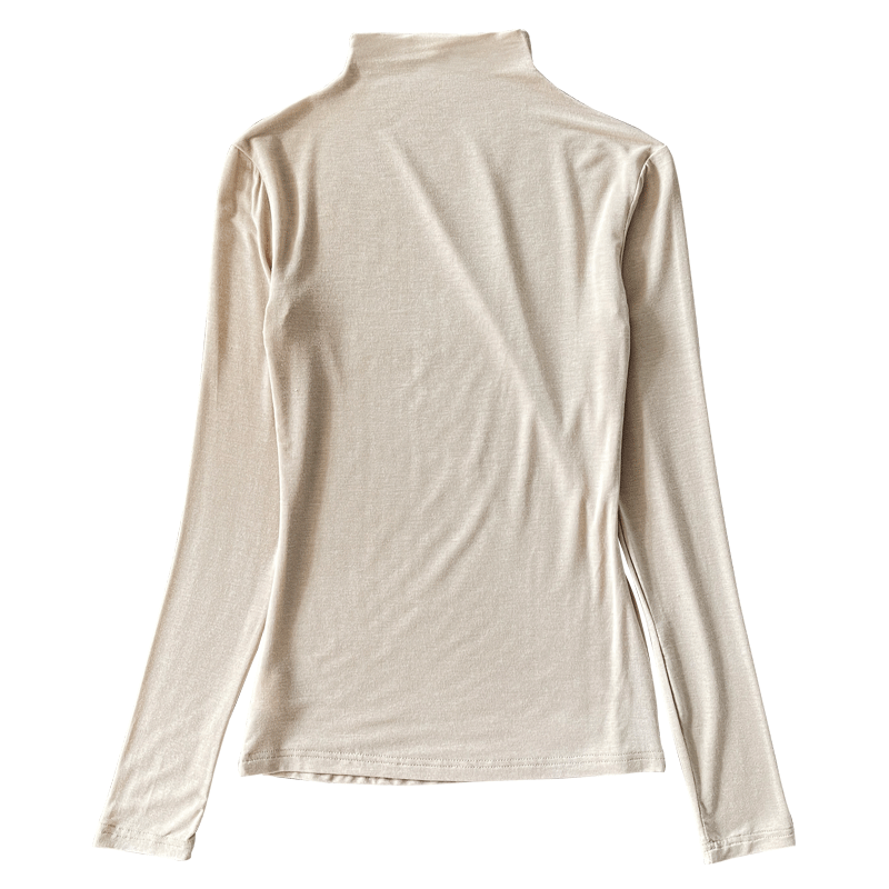 粉色半高领莫代尔打底衫女2025新款洋气内搭薄款t恤女超弹皮肤衣