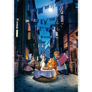 自营｜1000片发光拼图迪士尼小姐与流浪汉月光51x73.5c尺寸七巧板