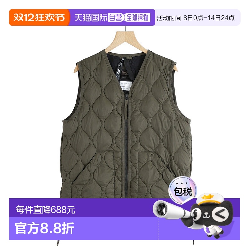 日本直邮TAION 马甲拉链V领背心外套保暖男士上衣简约日常