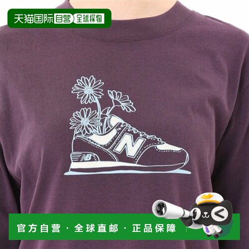 日本直邮NEWBALANCE圆领套头花朵图案长袖落肩袖T恤女款 WT43563-
