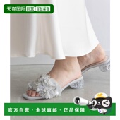 RA041BW016387 日本直邮Randa 雪纺花卉穆勒凉鞋 黑色