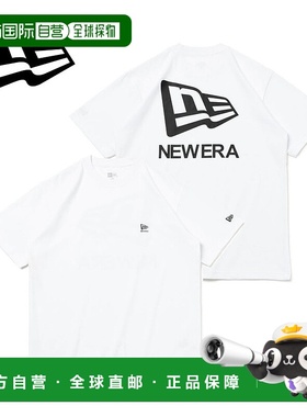 日本直邮New Era Tech 短袖运动 T 恤 旗帜和字标 白色 常规版型