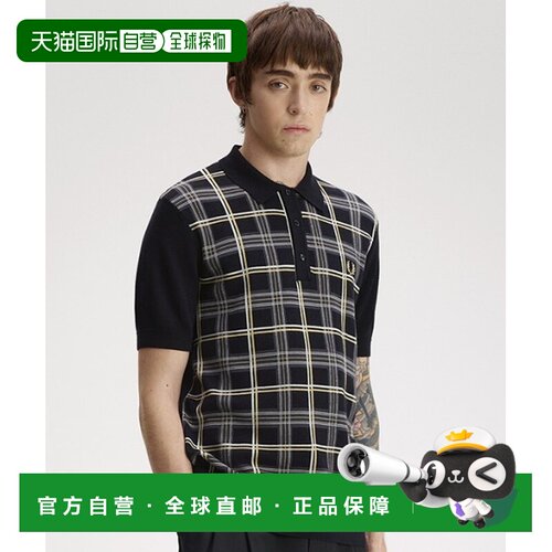 日本直邮FRED PERRY 男女同款 千鸟格针织Polo衫 【付后1h可退】