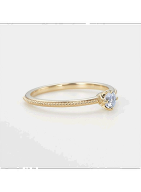 日本直邮日潮 agete 阿卡朵 ＜3月生日石＞K10海蓝宝石尾戒戒指