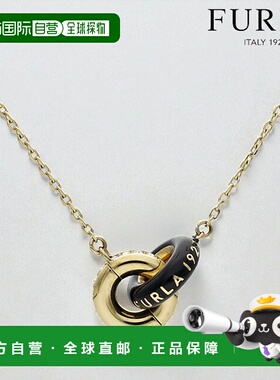 日本直邮FURLA 1927 女士项链吊坠双环FJ1188NTU金色黑色
