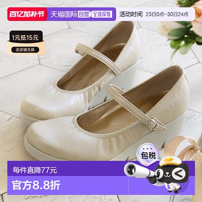 日本直邮First Contact 女士坡跟鞋配有 5.5 厘米宽的绑带穿着舒