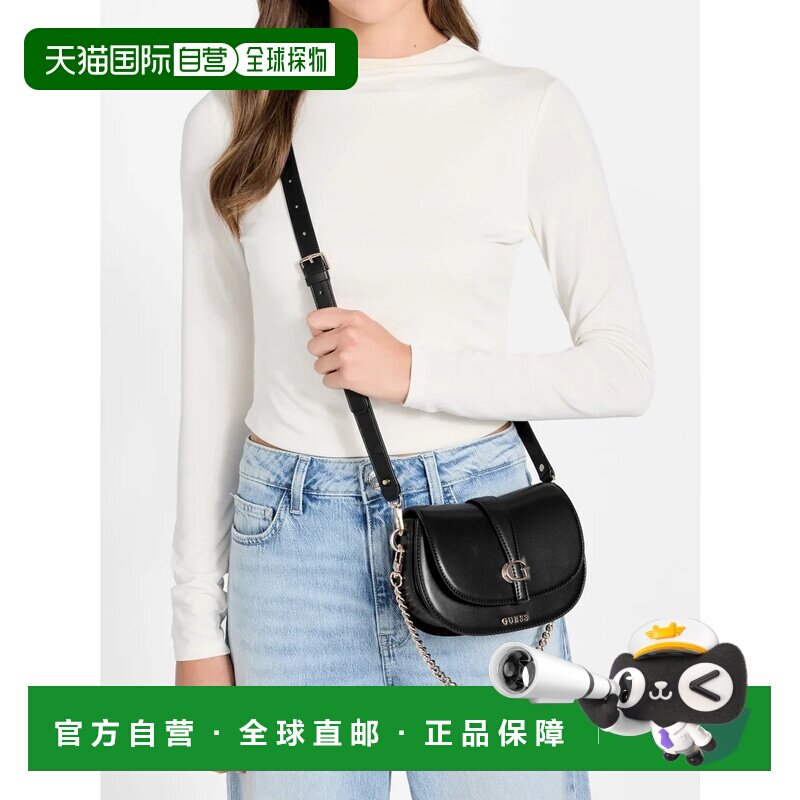 日本直邮GUESS CARRIE Mini Flap Crossbody 单肩包 斜挎包 黑色