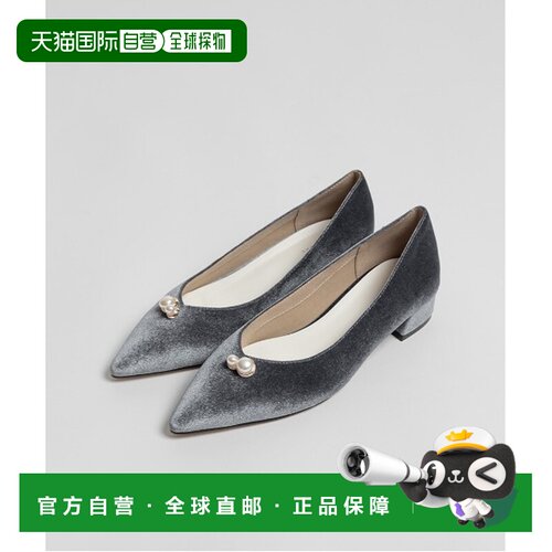 日本直邮A de Vivre 女装 珍珠装饰 V口 绒面高跟鞋 VP36112