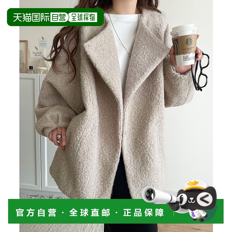 1h可退 日本直邮classicalelf 女装 宽松茧型仿毛绒无领外套 立体