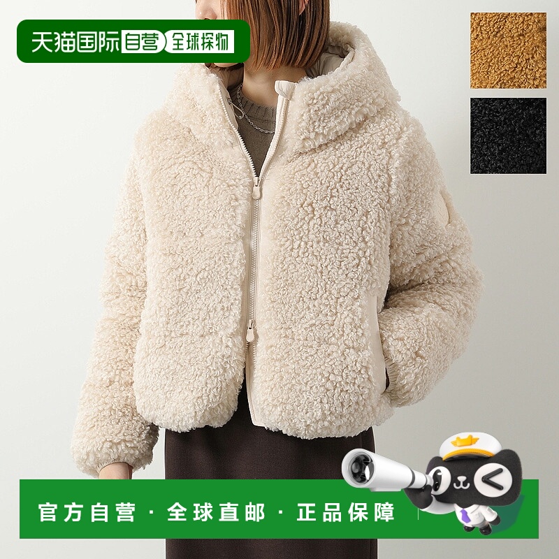 日本直邮SAVE THE DUCK DADA CURL 女士棉服仿皮草连帽外套带Logo