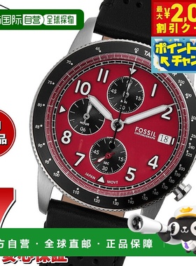 日本直邮FOSSIL 男士 SPORT TOURER 计时码表黑色皮革手表 FS6086