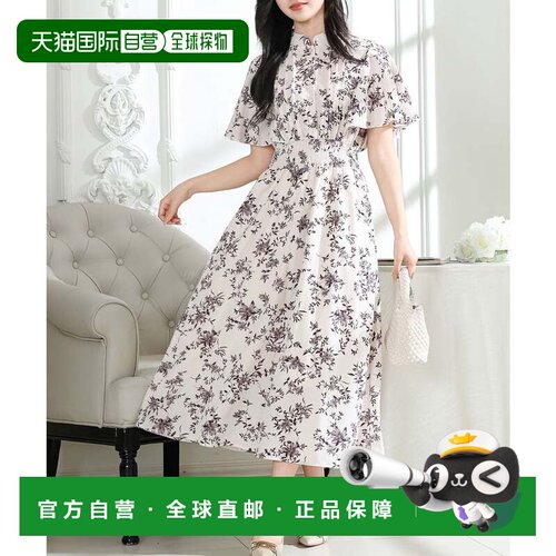 日本直邮Lace Ladies 连衣裙 花边立领 塔克袖 淡紫色