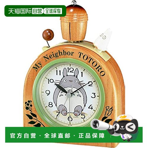 【日本直邮】Rhythm丽声闹钟龙猫R455N木制17x12x5.8cm4RA455MN06