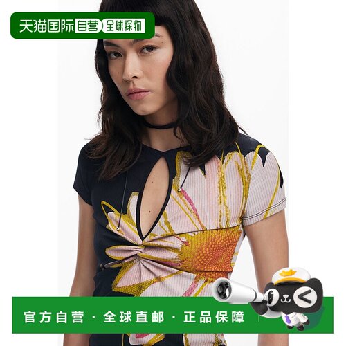 日本直邮Desigual 花柄带 slit 半袖T恤 DE819EW027271