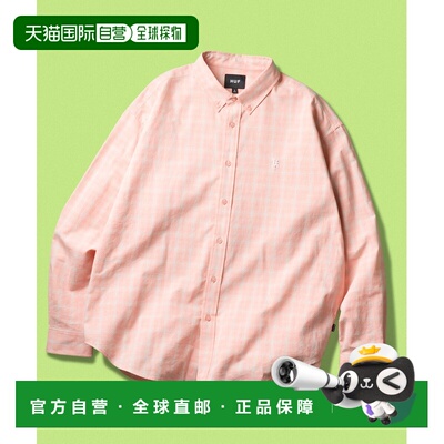 日本直邮HUF男女同款棉麻混纺长袖格纹衬衫 26S_BU80055