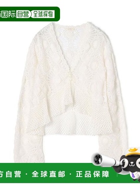 1h可退 日本直邮DES PRES 发夹蕾丝手工编织 V领开衫针织衫