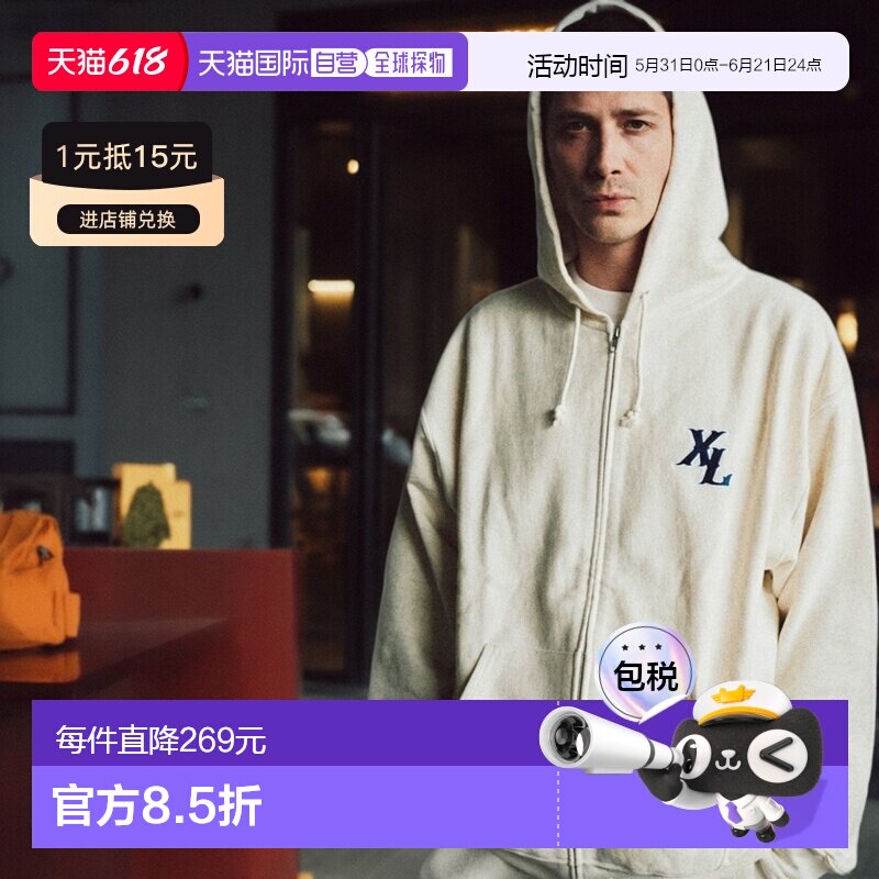 日本直邮冠军 Champion联名XLARGE 男女同款 连帽拉链卫衣 101261