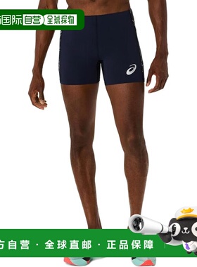 【日本直邮】亚瑟士 运动短紧身裤 2091A744 午夜蓝/矿米色