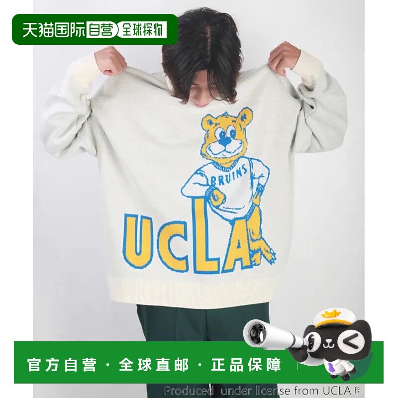 1h可退 日本直邮UCLA 男女同款熊图案宽松圆领针织衫 时尚校园风