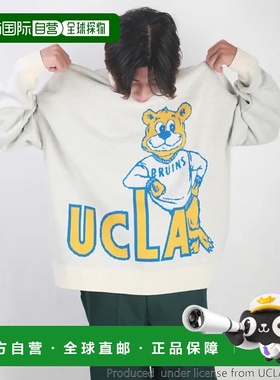 1h可退 日本直邮UCLA 男女同款熊图案宽松圆领针织衫 时尚校园风
