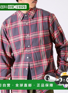 1h可退 日本直邮GLOSTER男装宽松美式棉混纺复古小方领格纹衬衫 5