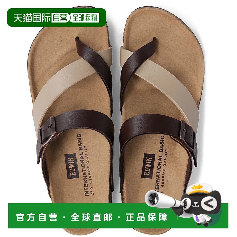 日本直邮Edwin 男士人字凉鞋时尚舒适凉鞋鞋垫足弓支撑休闲美式休