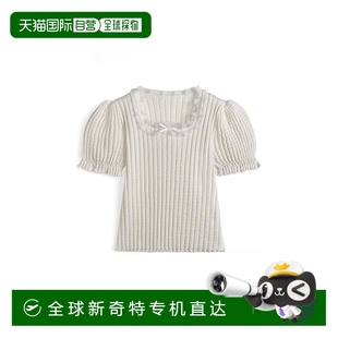 gn490 日本直邮日潮 GRL 蕾丝缎带泡袖 罗纹针织上衣