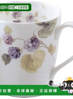 【日本直邮】鸣海黑莓花纹马克杯 大容量 日本制 370cc 51280-282