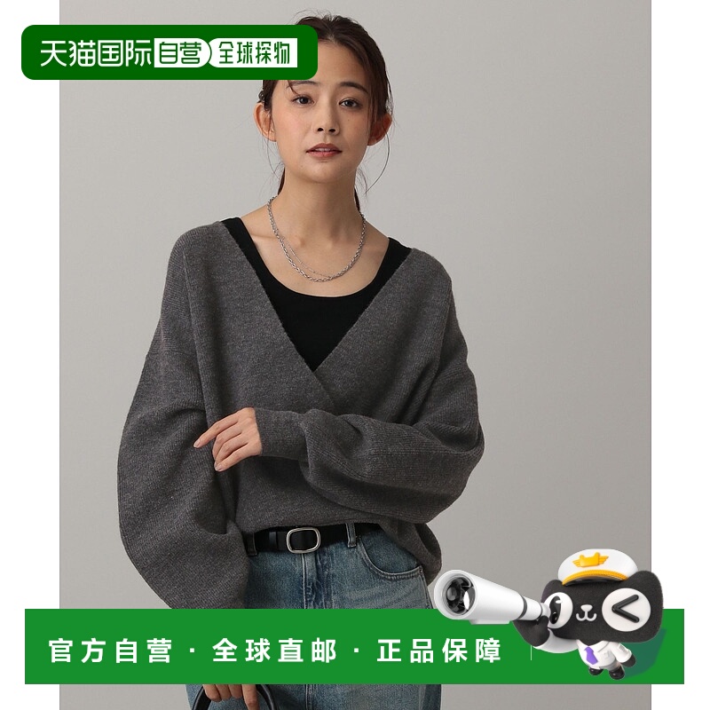 1h可退 日本直邮GLOBAL WORK 女装 仿羊毛混纺卡什米尔V领套头毛