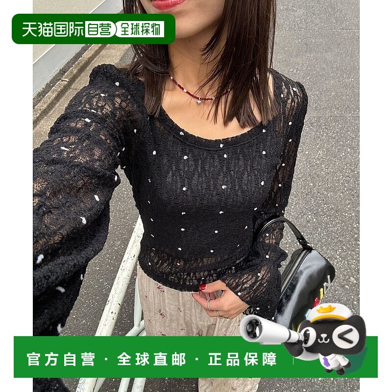 1h可退 日本直邮CIAOPANIC 女装 蕾丝波点套头衫 透感轻盈设计 CP
