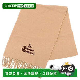 日本直邮Vivienne Westwood 女士羊毛围巾米色刺绣Logo81030007W0