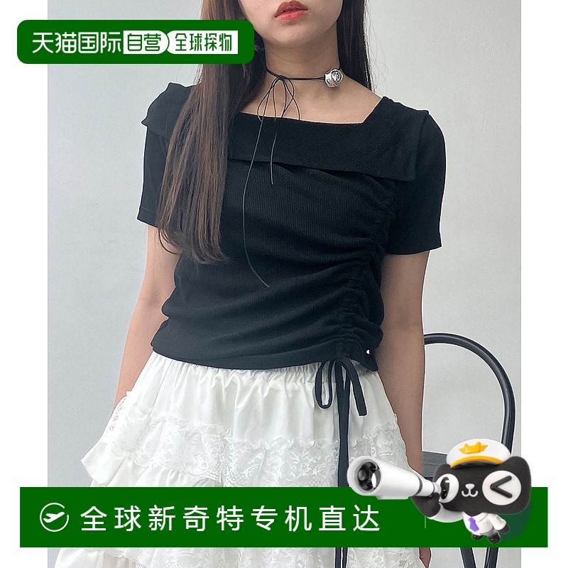 1h可退 日本直邮AS KNOW AS plus 女士露肩褶皱短袖上衣 Q11077