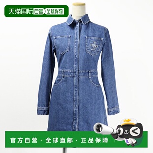 日本直邮FENDI KIDSLOGO DENIM ONEPIECE 连衣裙 牛仔连衣裙 长袖