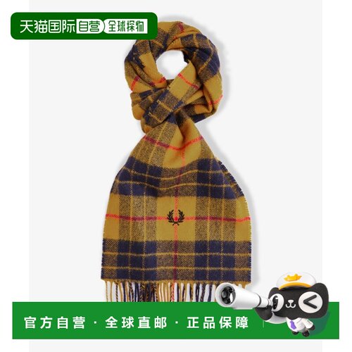 日本直邮FRED PERRY 男女同款 羔羊毛围巾 英伦格【付后1h可退】