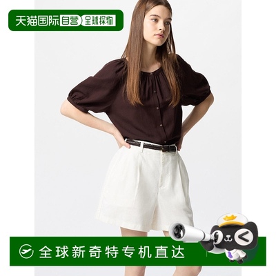日本直邮UNIQLO优衣库 简约舒适百搭高腰宽松休闲短裤 女款 乳白