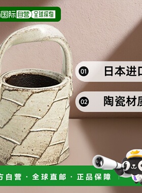 【日本直邮】Marui Seito 信楽燒 鶴文 花瓶 單支插花瓶 手柄 白