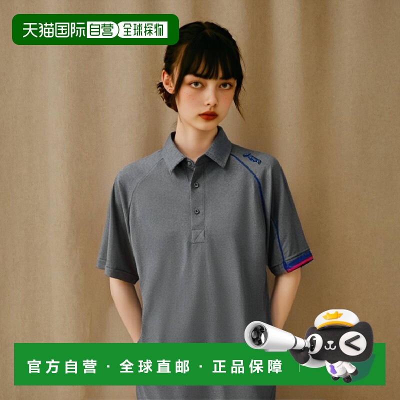 【日本直邮】ASICS unisex Polo衫CHM305深灰×蓝CHM305-93513 L