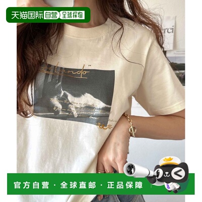 1h可退 日本直邮Classical Elf 女士猫咪印花刺绣短袖T恤 ce13300