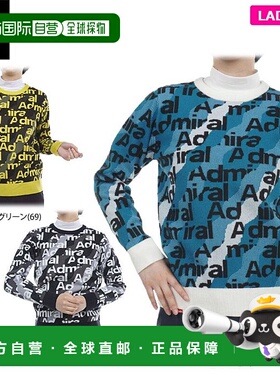 日本直邮Admiral 女士徽标提花全印花长袖圆领毛衣 ADLA377 [秋冬