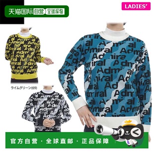 日本直邮Admiral 女士徽标提花全印花长袖圆领毛衣 ADLA377 [秋冬