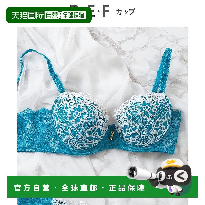 日本直邮Wing 奢华蕾丝感胸罩 背部清爽 [2710系列] 酒红色