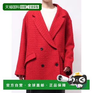 日本直邮LAGUNAMOON 女装 宽松中长款粗花呢外套 双口袋设计 0325