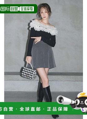 日本直邮Rienda 高腰塔克褶阔腿短裤 RI3465EW032335 深灰色